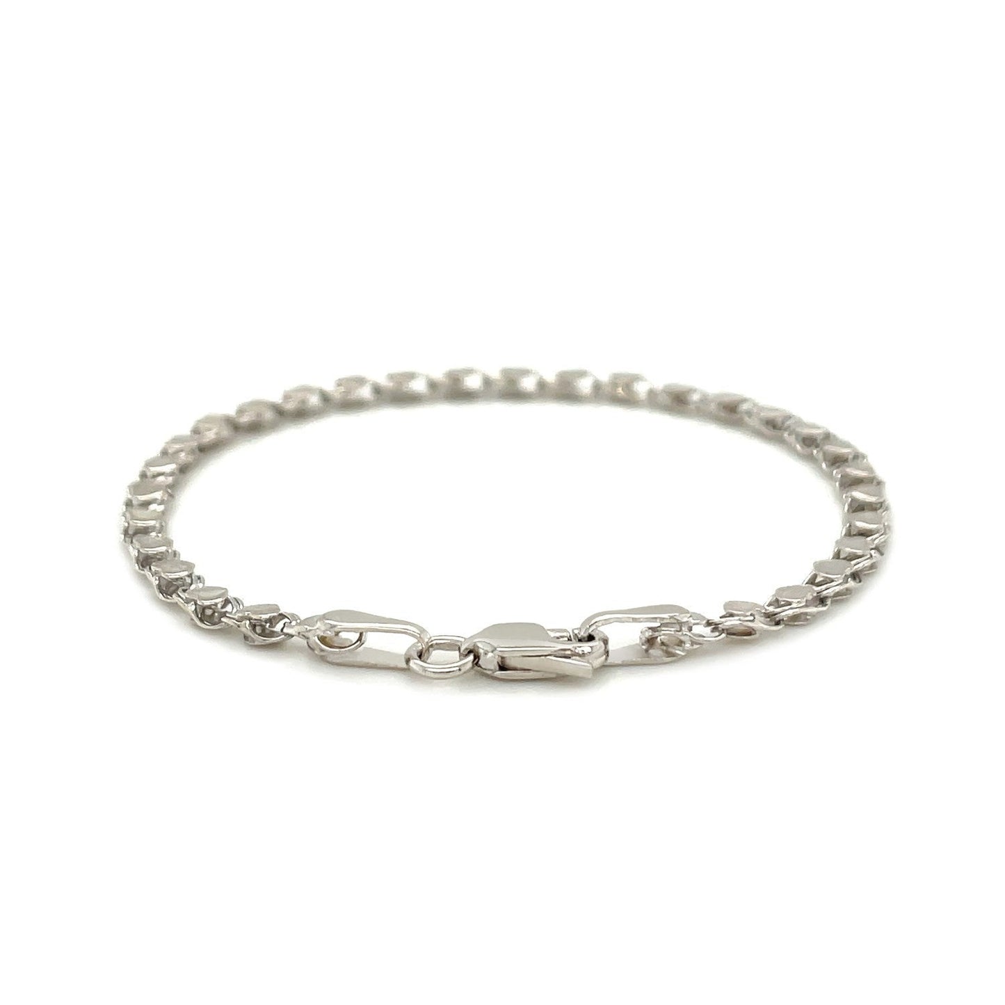 Bracelet de cheville en or blanc 14 carats en forme de cœur - Design ajustable de 2,9 mm