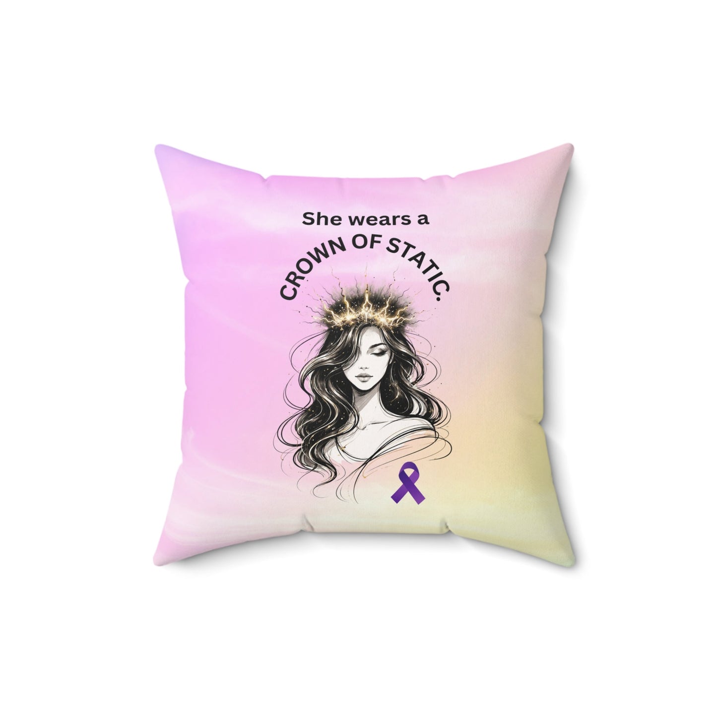 Crown of Static Epilepsy Awareness Throw Pillow