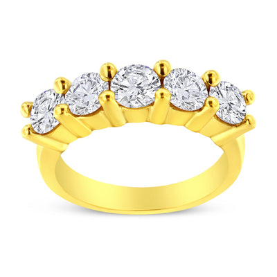 Bague de mariage en argent sterling plaqué or jaune 14K avec 2,0 carats de diamants en 5 pierres - T
