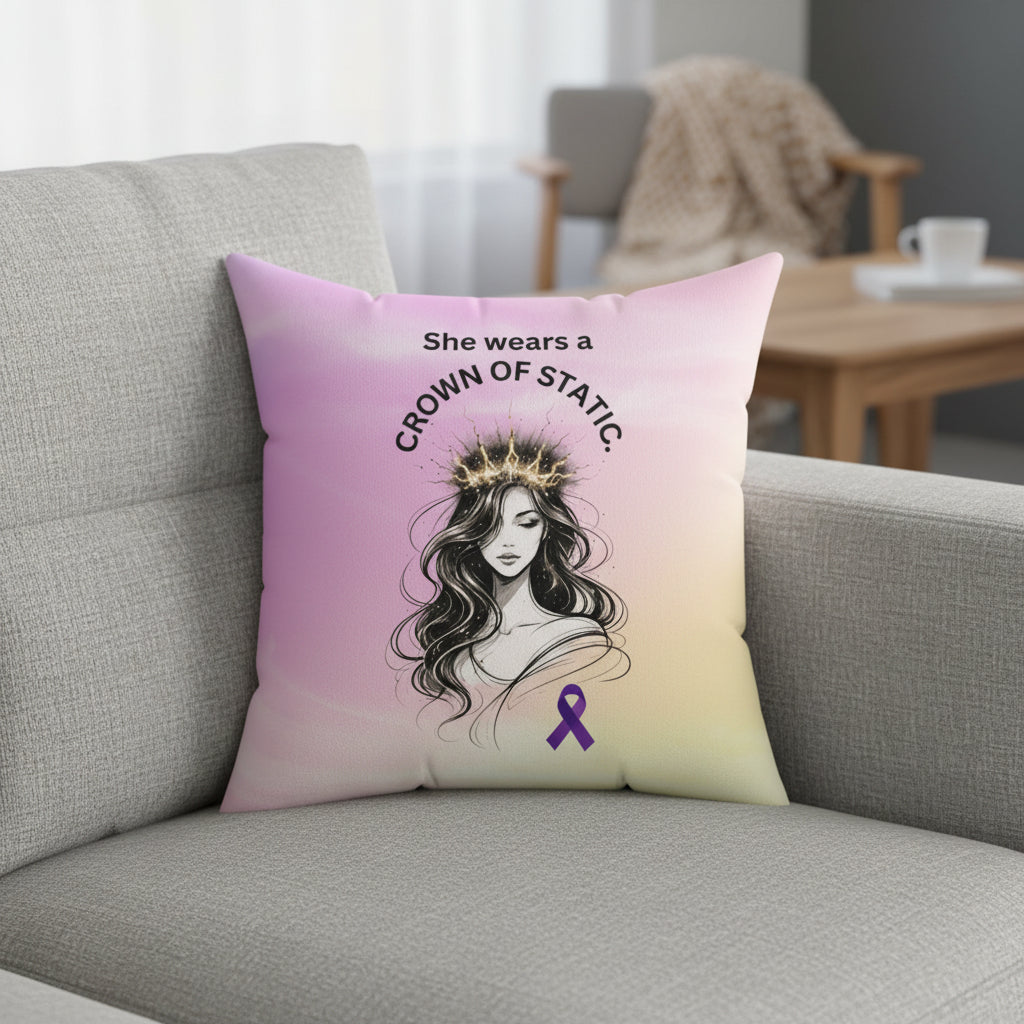 Crown of Static Epilepsy Awareness Throw Pillow