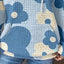 Floral Print Textured Drawstring Hoodie