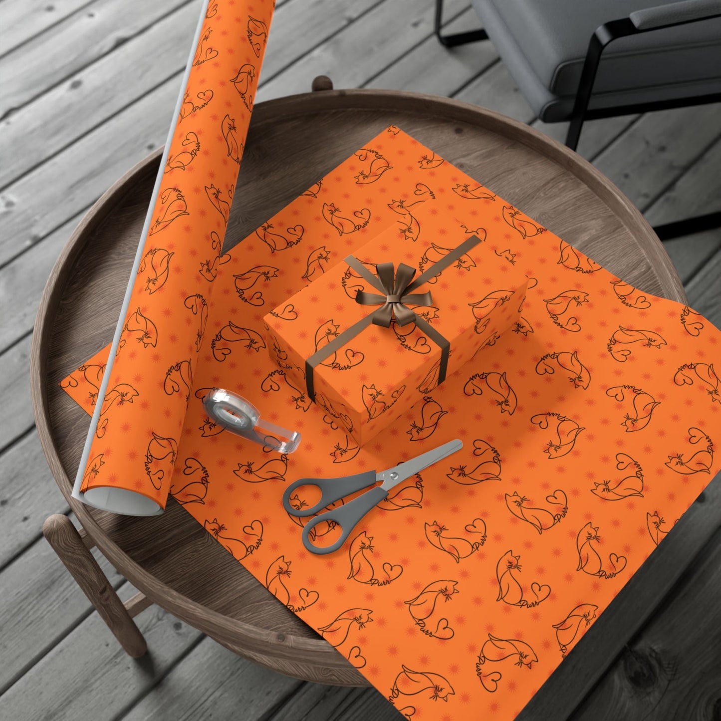 Purr Pattern All-Occasion Gift Wrap – Cat Line Art