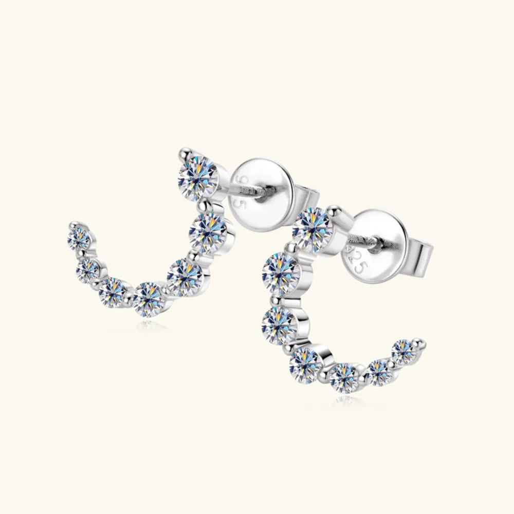 925 Sterling Silver Inlaid Moissanite Stud Earrings - Korvel