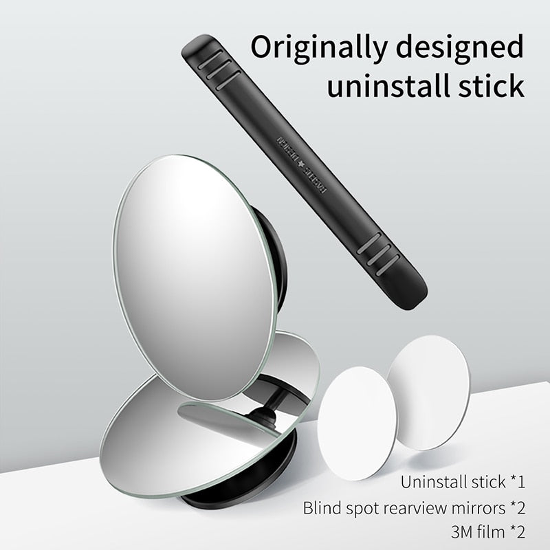 Baseus 2Pcs Car Holder HD Rear View Convex Mirror Auto Rearview Mirror 360 Degree Wide Angle Vehicle Blind Spot Rimless Mirrors - Korvel