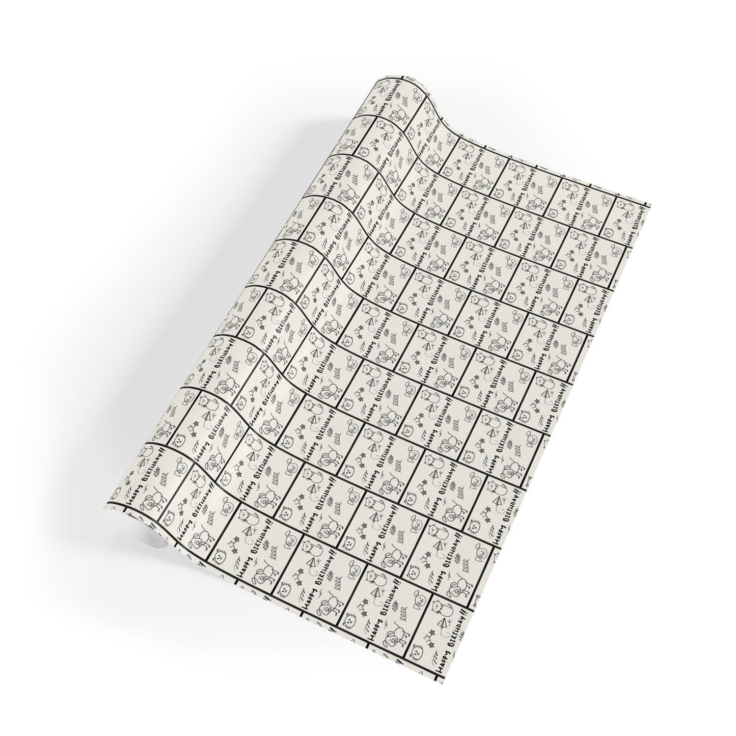 Sketched Puppies & Kitties Birthday Gift Wrap Roll