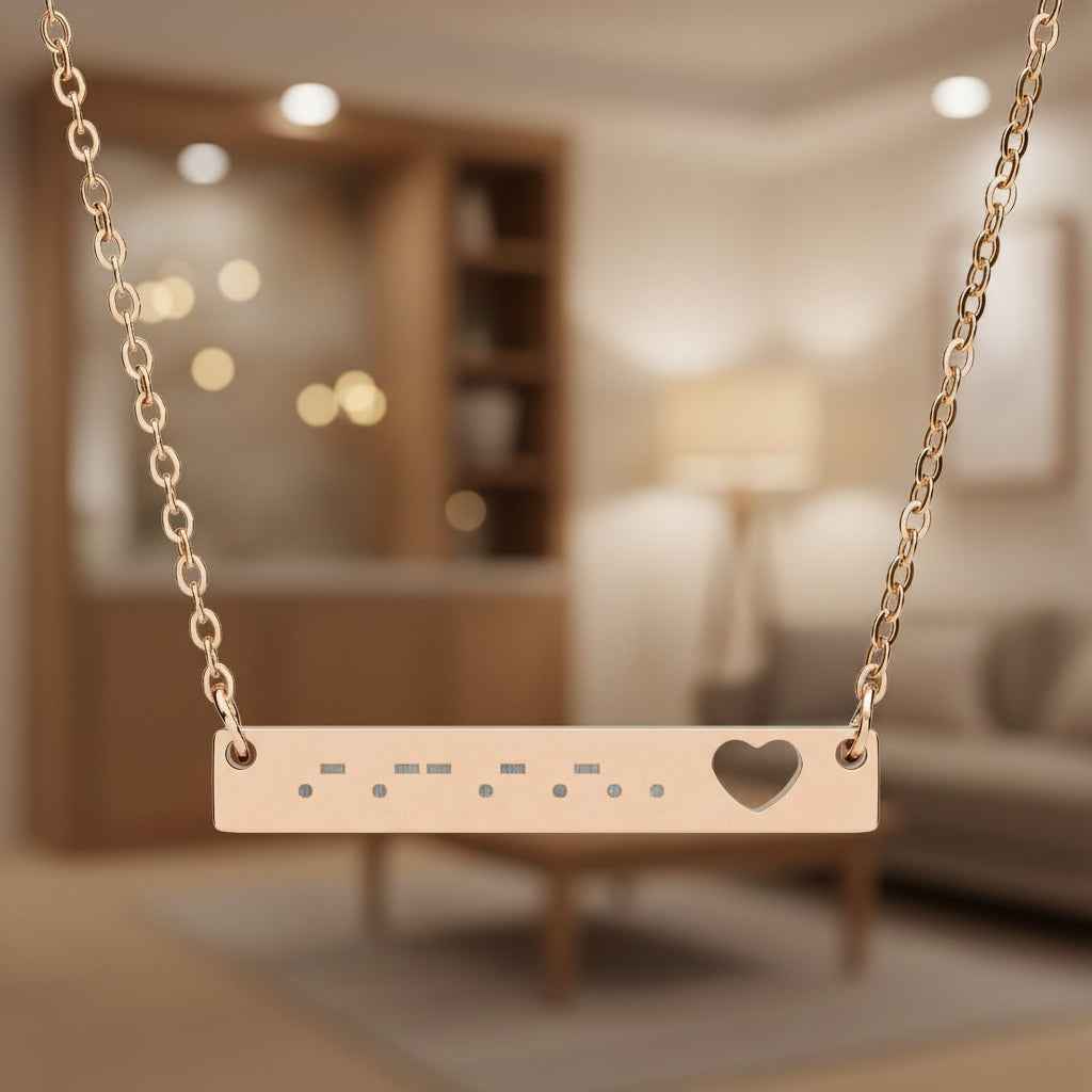 AWARE Morse Code Necklace – Heart Bar Pendant