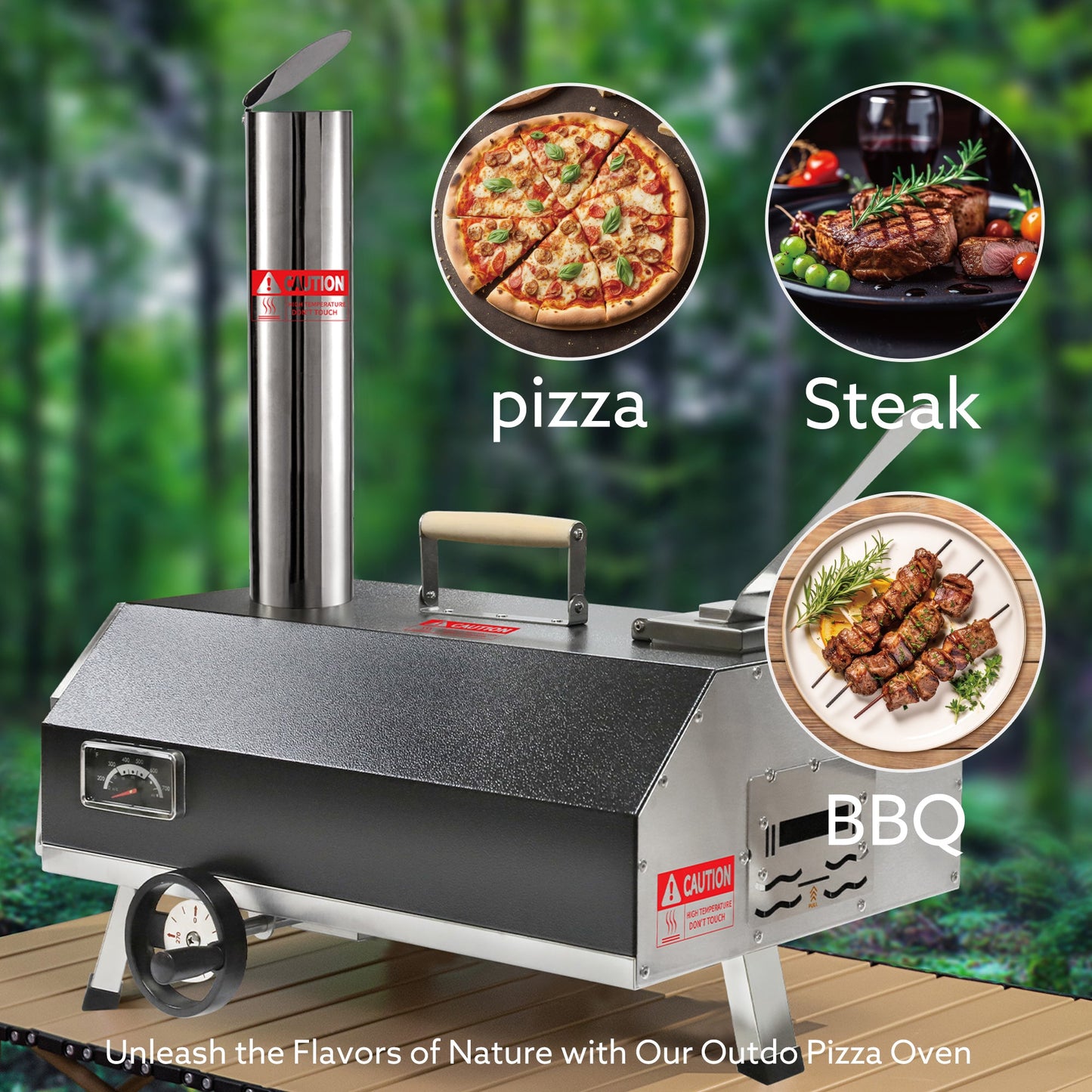 Semi-Automatic Black 12 Outdoor Pizza Oven Portable Wood Fired Pizza Oven Outdoor - Korvel