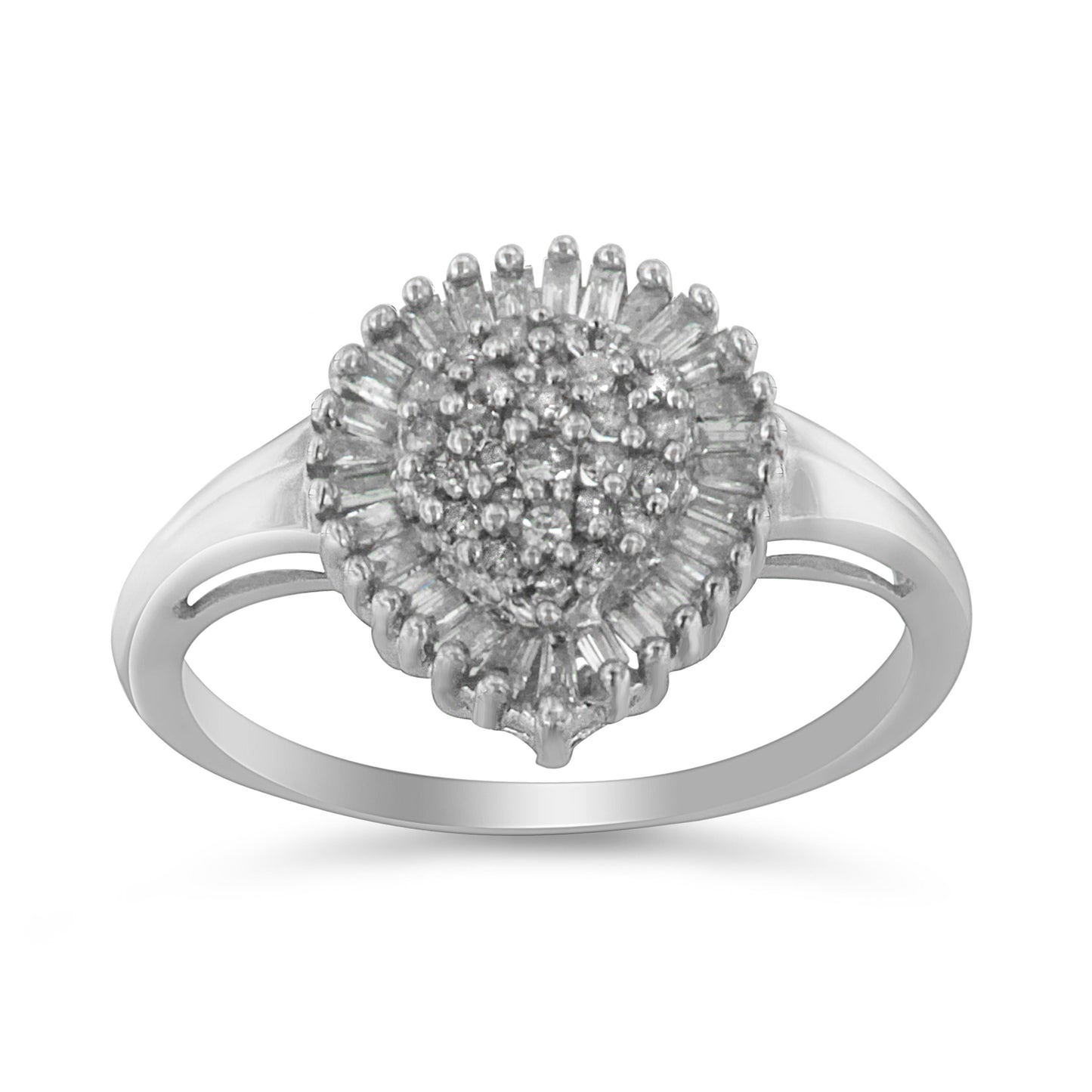 10K White Gold Diamond Pear Shaped Cocktail Ring - Size 5