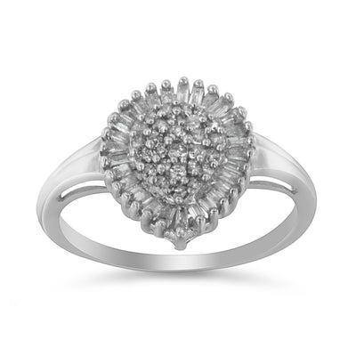 10K White Gold Diamond Pear Shaped Cocktail Ring - Size 5