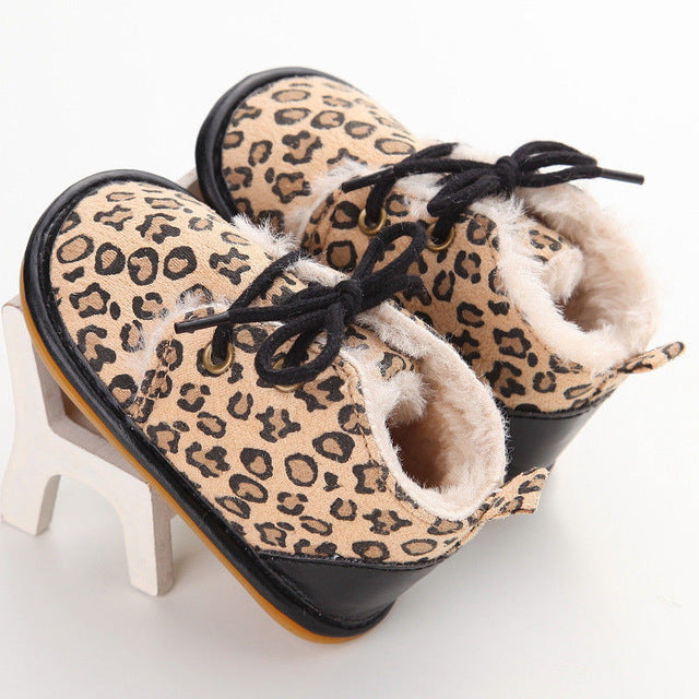 Newborn Baby Girl Boy Shoes Warm Snow Boots Toddler Infant Booties Prewalker Black White Pink - Korvel