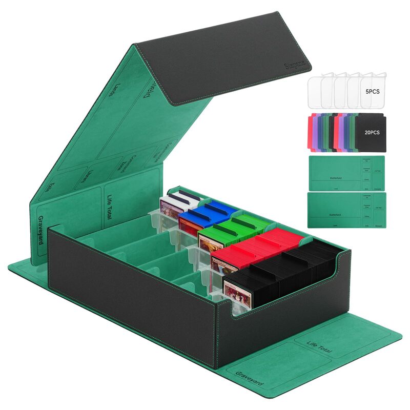 3800+ Capacity Card Storage Box. Includes 20 Dividers, 5 Supporters, Leather Magnetic Closure. Great for YuGiOh & MTG Cards. - Korvel