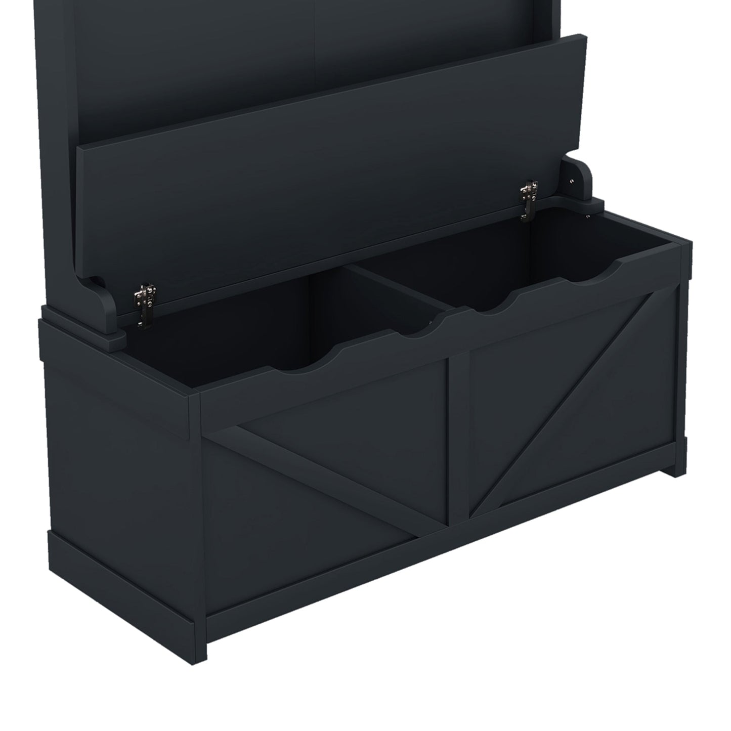 Hall tree with storage desk, entrance desk with drawers and 5 hooks, display rack, dark blue - Korvel