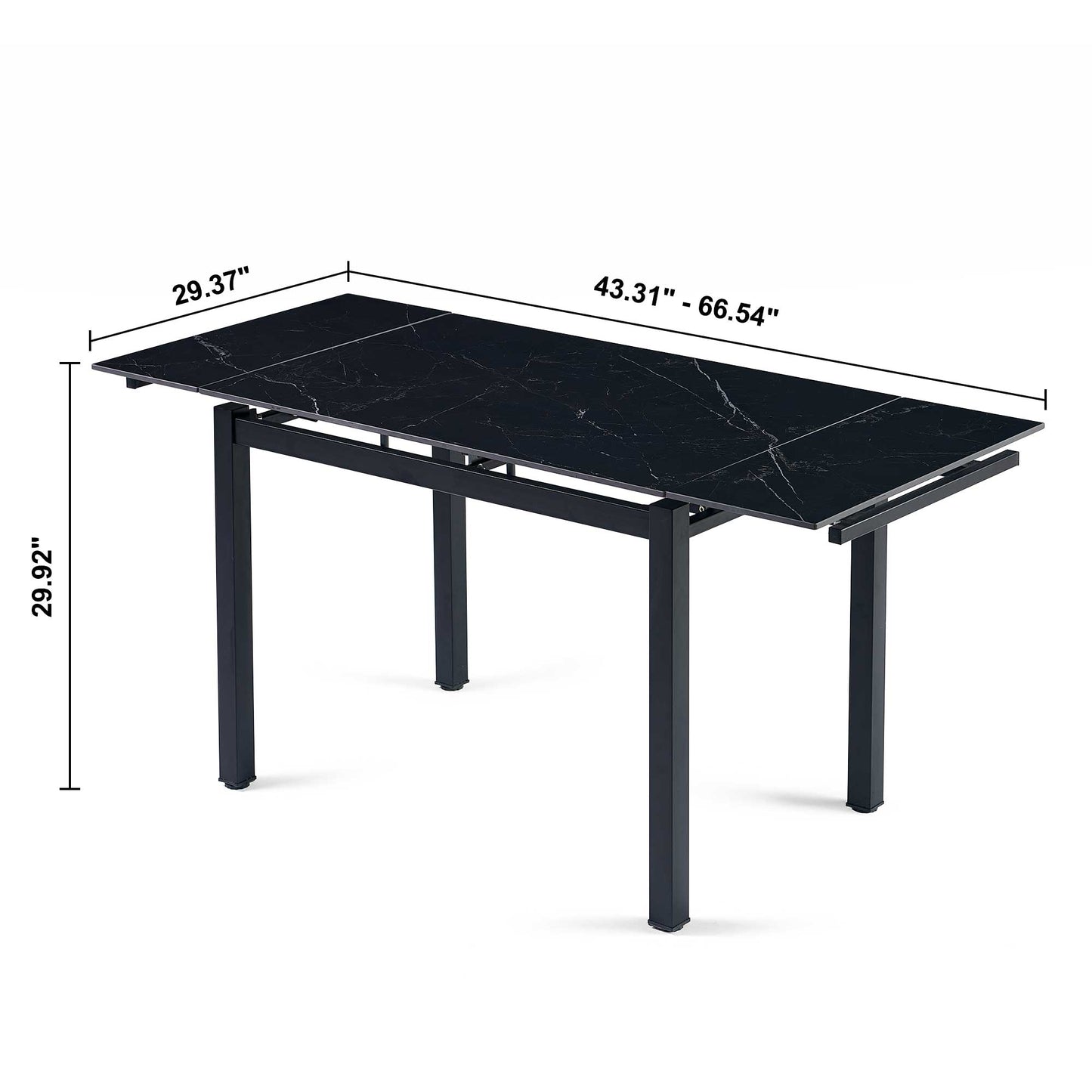 Black Ceramic Expandable Dining Room Table for Small Spaces