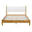 Queen Size Rubber Wooden , Solid Wooden Bed with Teddy Velvet Cushion Upholstered Headboard, Enhanced by Support Feet - Korvel