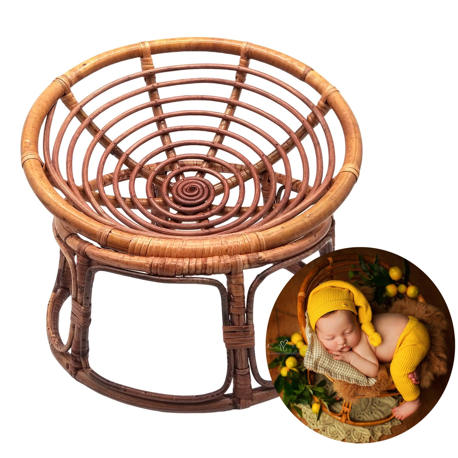 Newborn photography props rattan chair studio shooting supplies auxiliary shooting props handmade - Korvel