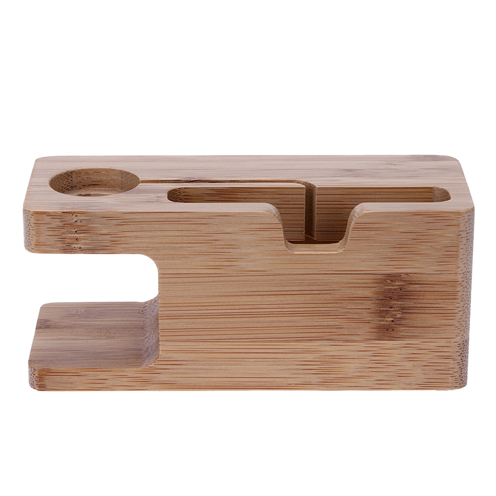 Alloet Wooden Charging Dock Station for Mobile Phone Holder Stand Bamboo Charger Stand Base For Apple Watch and For iphone - Korvel