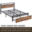 Full size bedstead with storage headboard and 2 drawers, LED light bed with charging station, metal Flat noodles support - Korvel