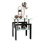 1-Piece Modern Tempered Glass Tea Table Coffee Table End Table, Square Table for Living Room, Transparent/Black - Korvel