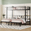 Twin over Twin & Twin Bunk Beds for 3, Twin XL over Twin & Twin Bunk Bed Metal Triple Bunk Bed, Black - Korvel