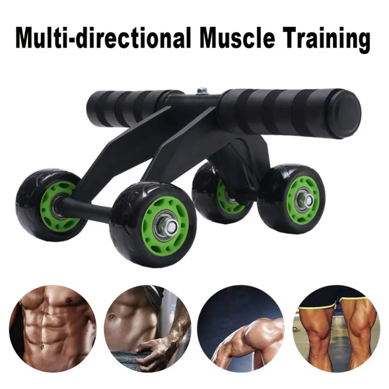 New Design Foldable Abs Plastic Abdominal 4 Wheel Exercise Wheel Abdominal Set Kit Gym Equipment - Korvel