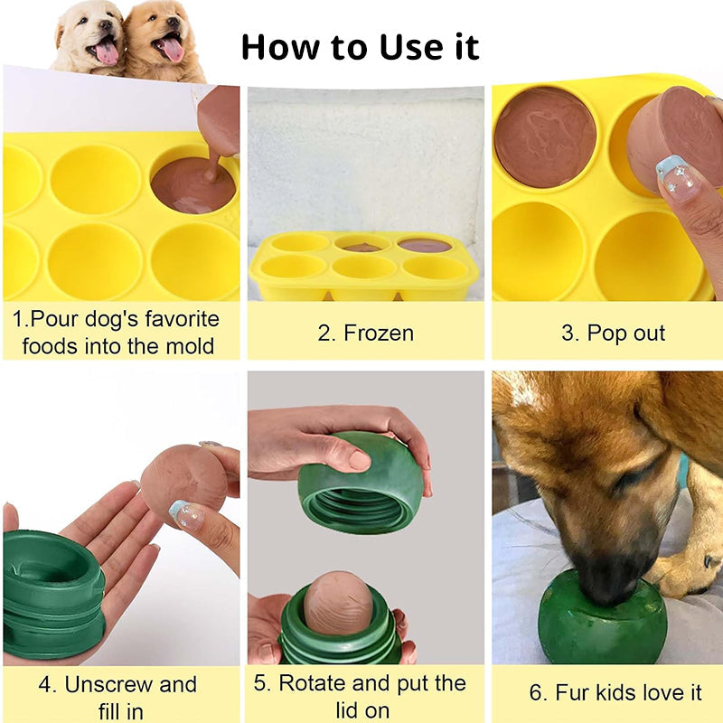 6 - cavity dog treat molds , compatible with Woof & Power Chewer Pupsicle, silicone for frozen treats, reusable for Pupsicle toy - Korvel
