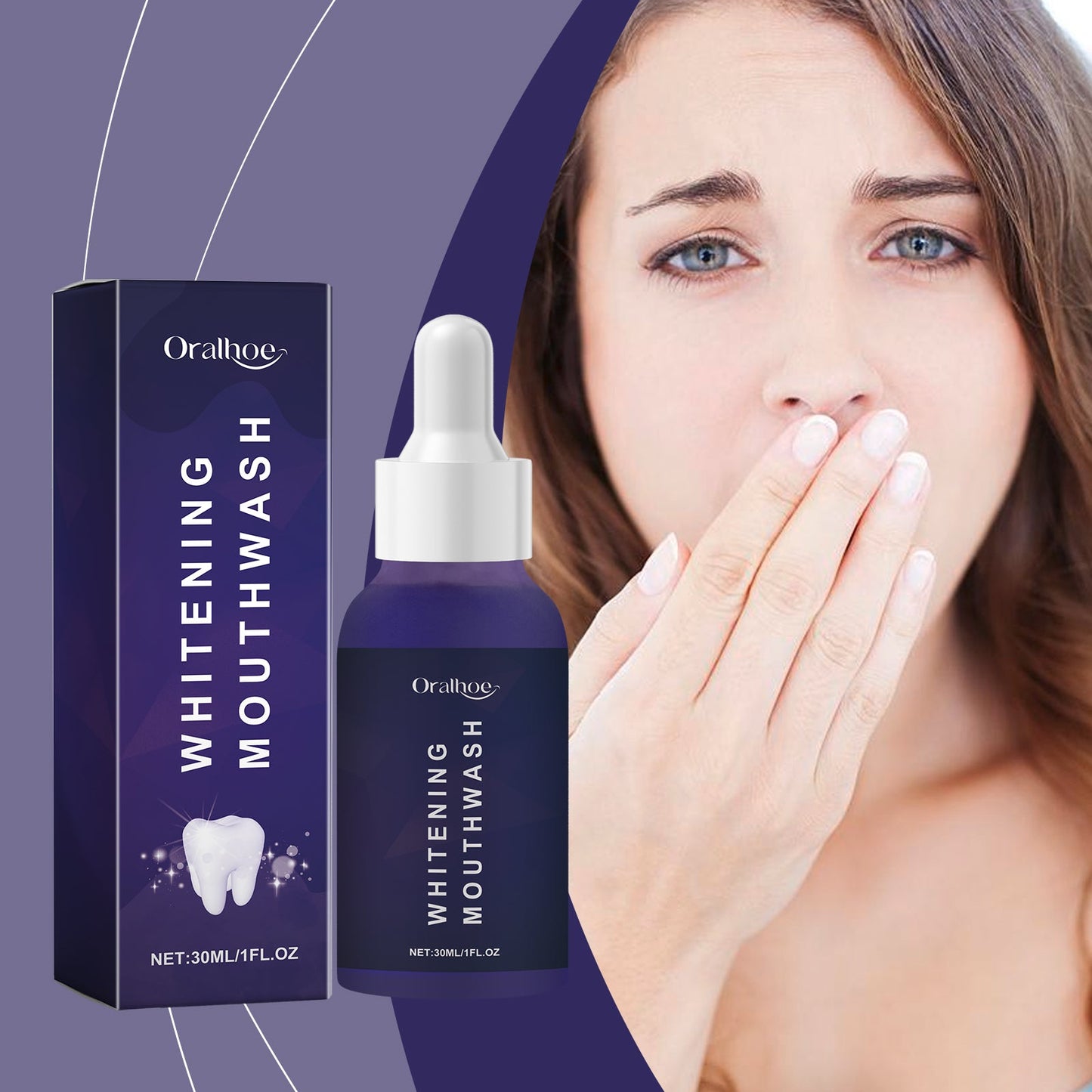 Purple Dental Mouthwash, Gentle Ingredients To Protect Teeth Clean Stains Left Fresh Smell - Korvel
