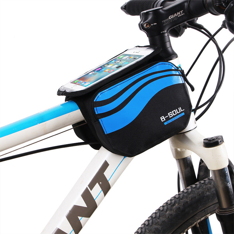 B-SOUL Bicycle Mountain Bike Upper Tube Bag Saddle Bag Road Car Front Bag Increase Touch Screen Mobile Phone Bag 5.7 Inches - Korvel