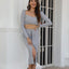 Chic Knitted Dress Set - Long Sleeve Top & Bodycon Skirt