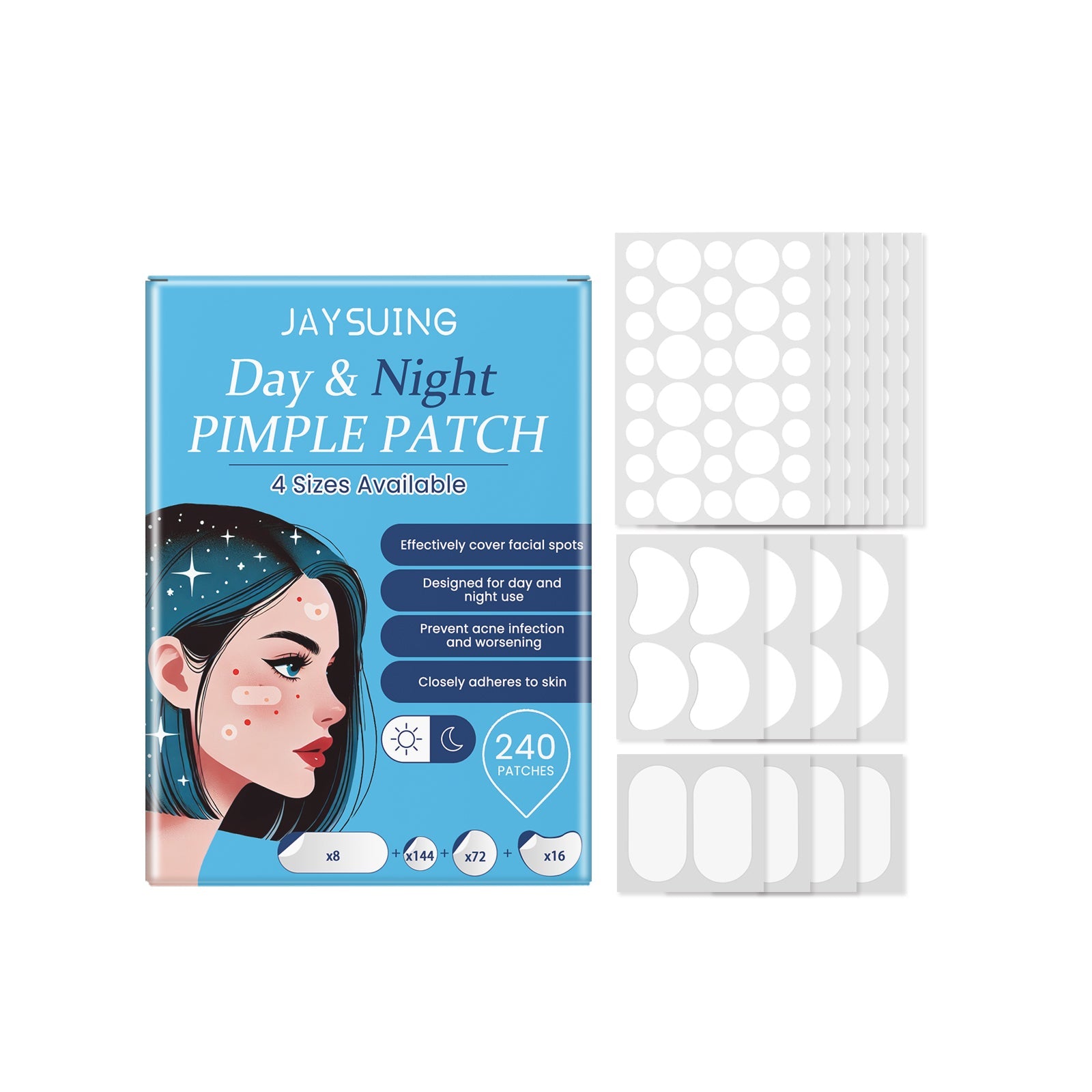Day And Night Acne Cover Face Acne Patch Comfortably Repair Skin Oil Control Cover Acne Patch - Korvel