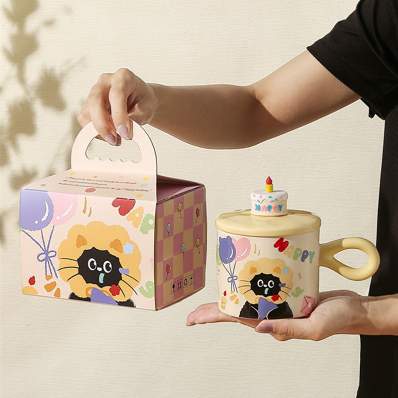 Charming Cartoon Cat Mug with Lid - Perfect Gift for Any Occasion