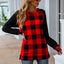 Plaid Round Neck Long Sleeve T-Shirt - Korvel