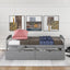 Twin size platform bed, with two drawers, gray - Korvel