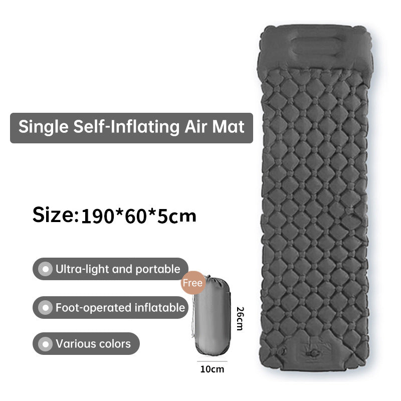 Outdoor double inflatable sleeping pad – with built-in pillow & pump, for camping, backpacking, hiking. - Korvel