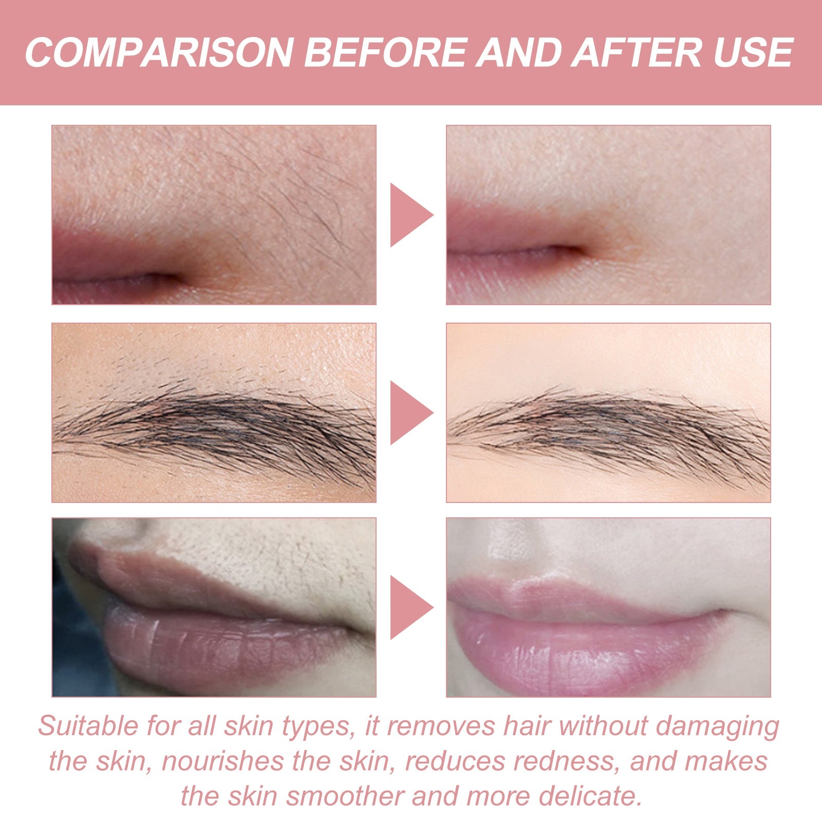 Ouhoe Peach Hair Removal Cream Gentle Non-Irritant Cleaning Ladies Facial Lip Hair Quick Hair Removal Cream - Korvel