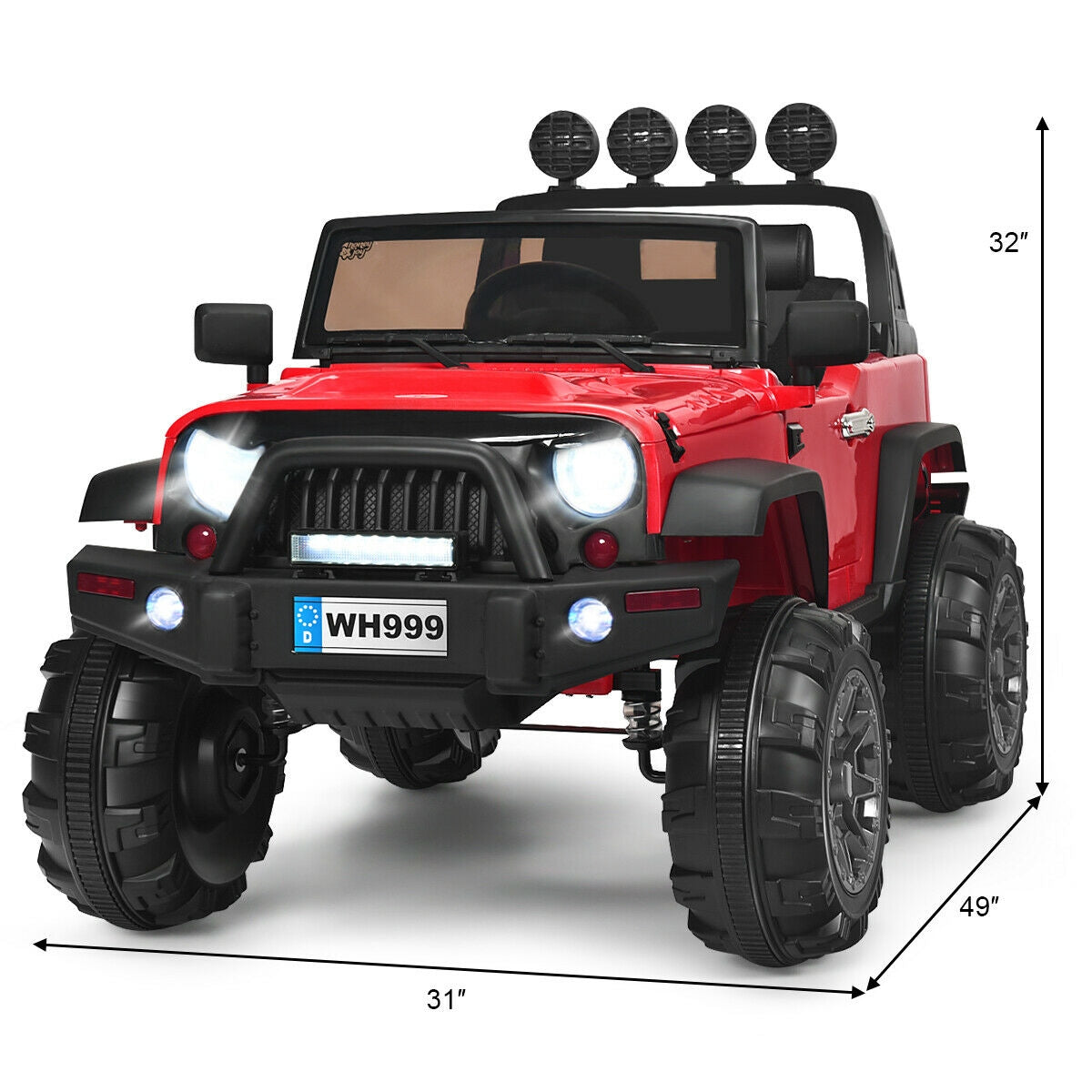 12V Kids Ride On Truck with Remote Control - Red