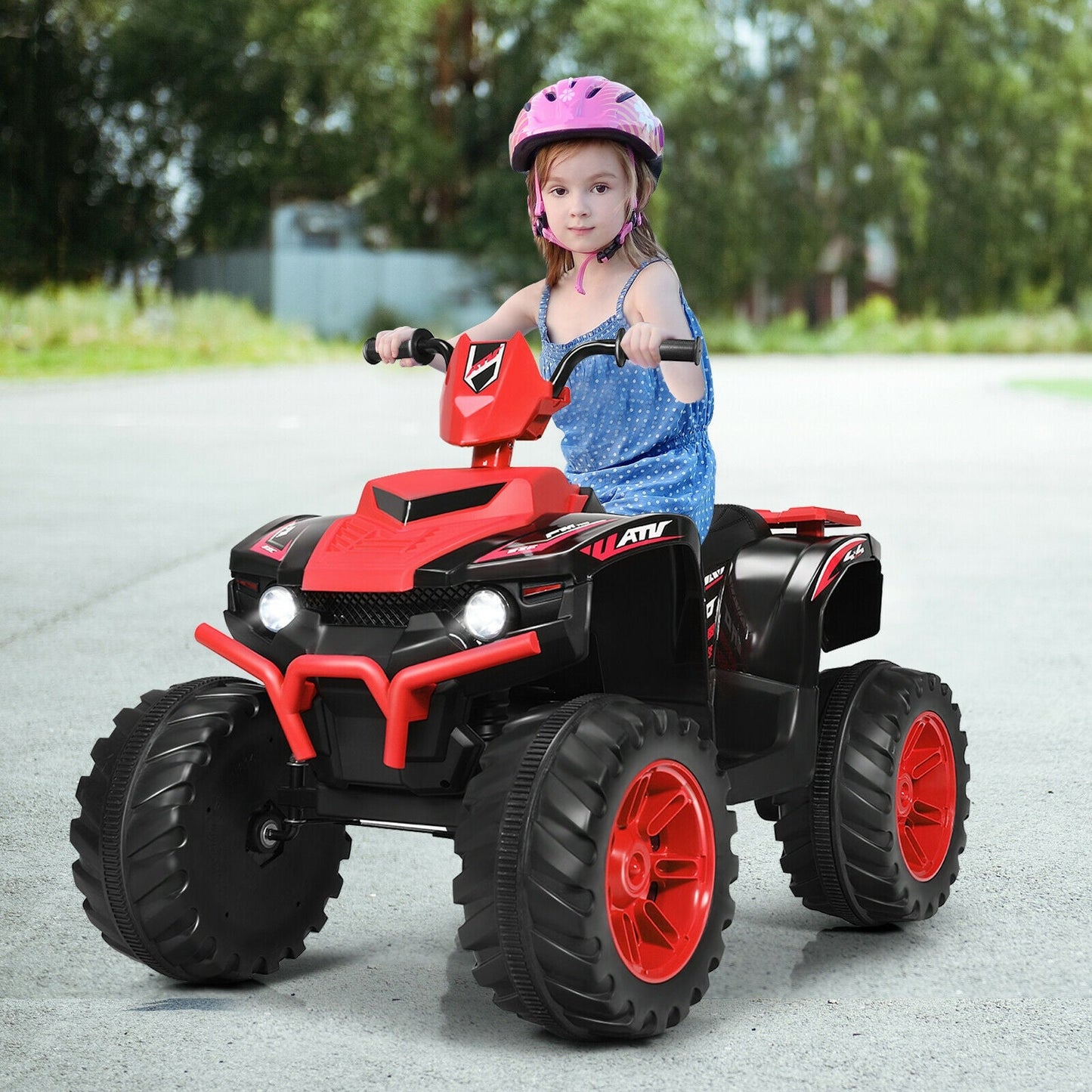 12V Kids Ride-On ATV with LED Lights - Red