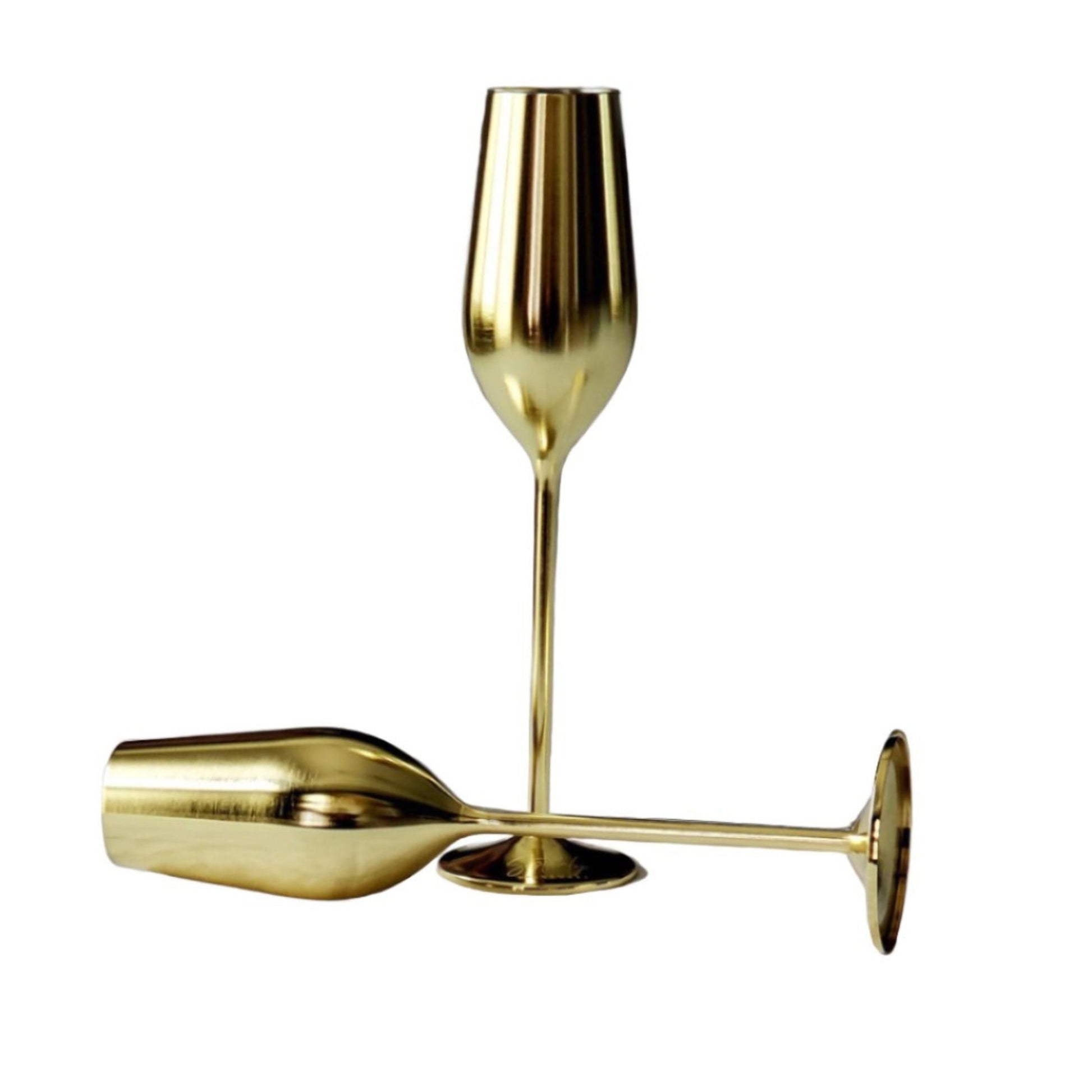 Elegant Gold Stainless Steel Champagne Flutes - Unbreakable & Chic - Korvel
