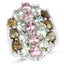 Anillo de Clúster de Turmalina Genuina de 6.74 Quilates en Plata Esterlina