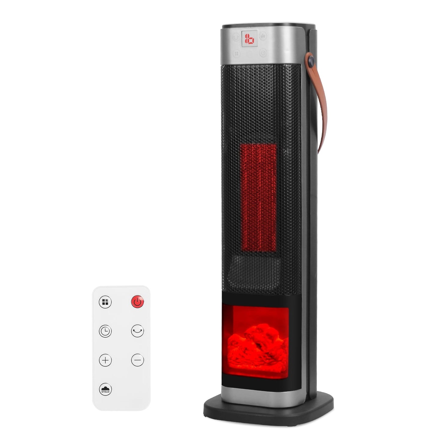 1500W Oscillating Ceramic Tower Space Heater with 3D Flame