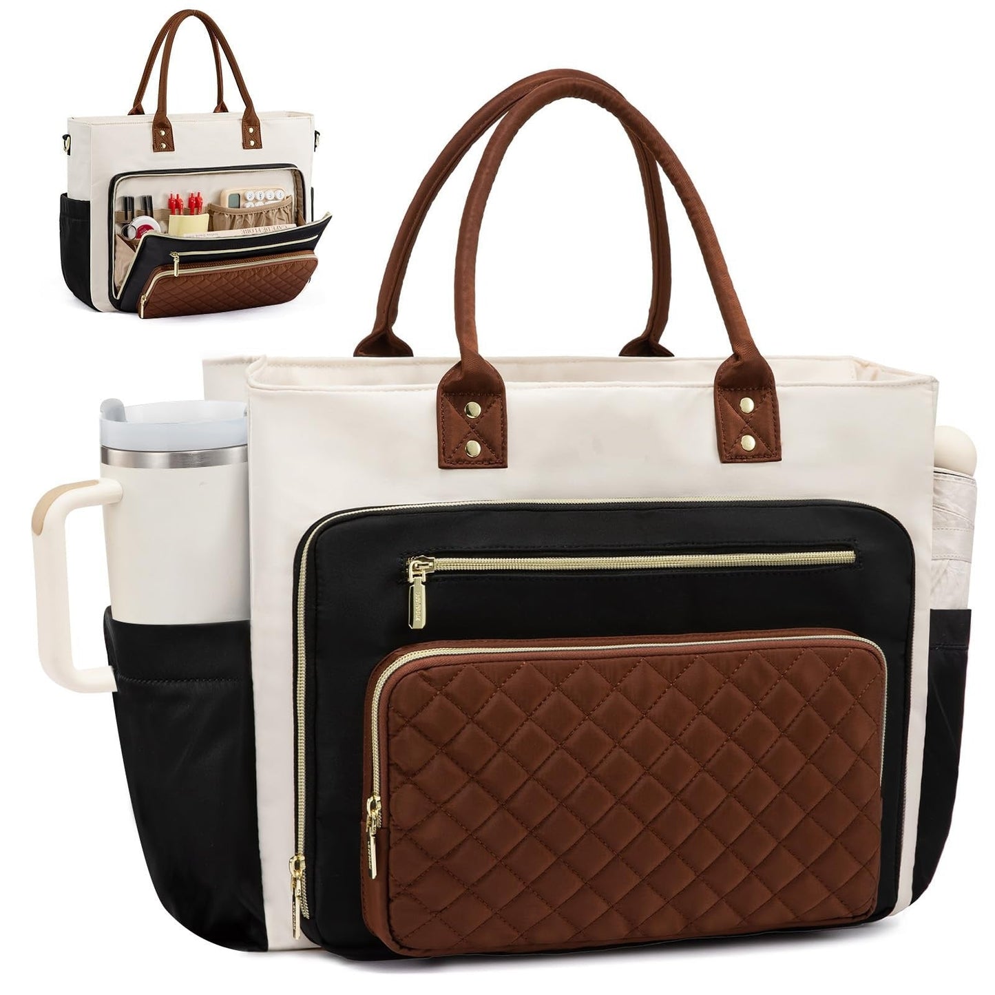 Women's Travel Work Bag with Large Cup Holder