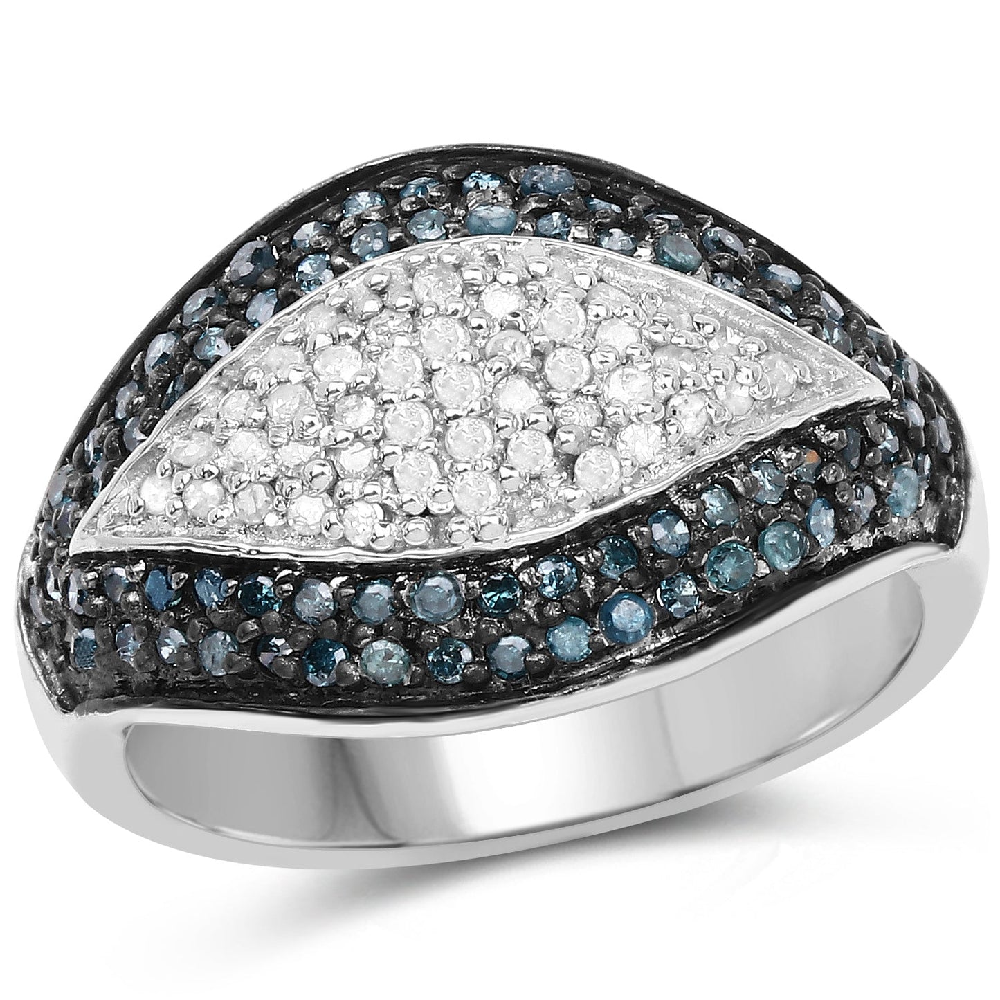0.50 Carat Blue and White Diamond Sterling Silver Engagement Ring