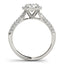 Bague de fiançailles en diamant halo en or blanc 14k avec bande pavée