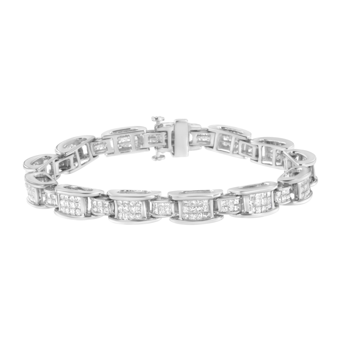 14K White Gold Princess Cut Diamond Tennis Bracelet - 5.0 Cttw