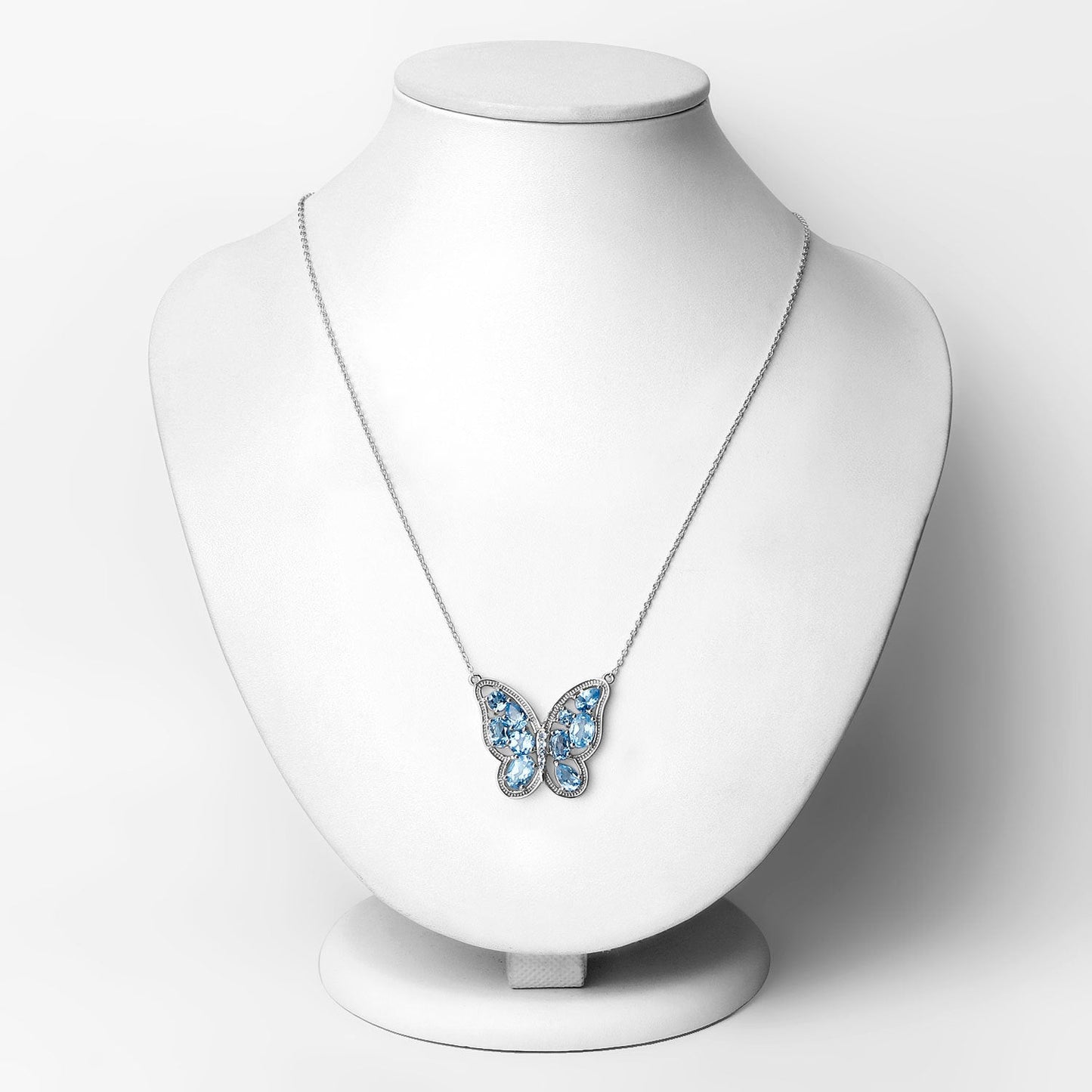5.54 Carat Swiss Blue Topaz Necklace in Sterling Silver