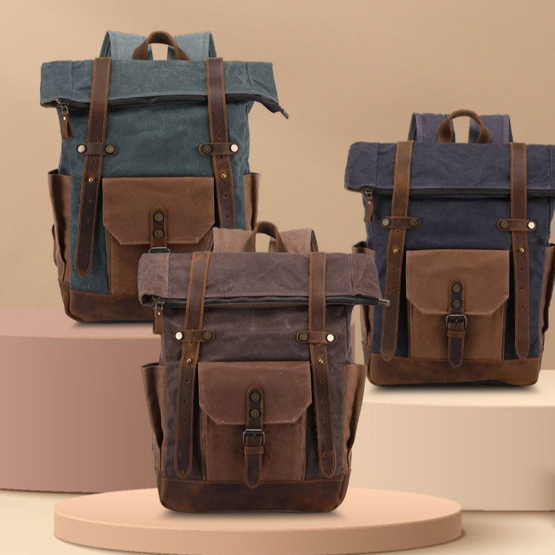 Bolsa de Viaje de Lona Impermeable Vintage con Cera de Aceite