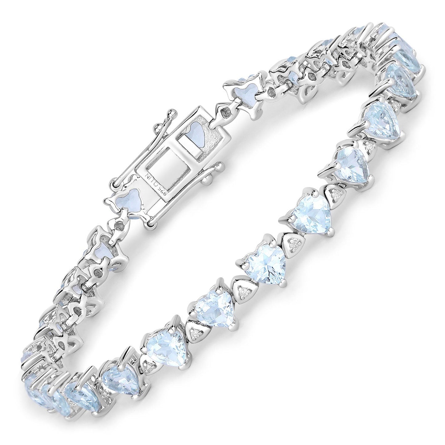 Pulsera de plata esterlina con aguamarina y diamantes de 7.71 quilates