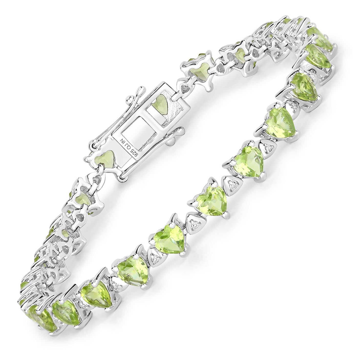 Pulsera de plata esterlina con peridoto y diamantes de 10.24 quilates