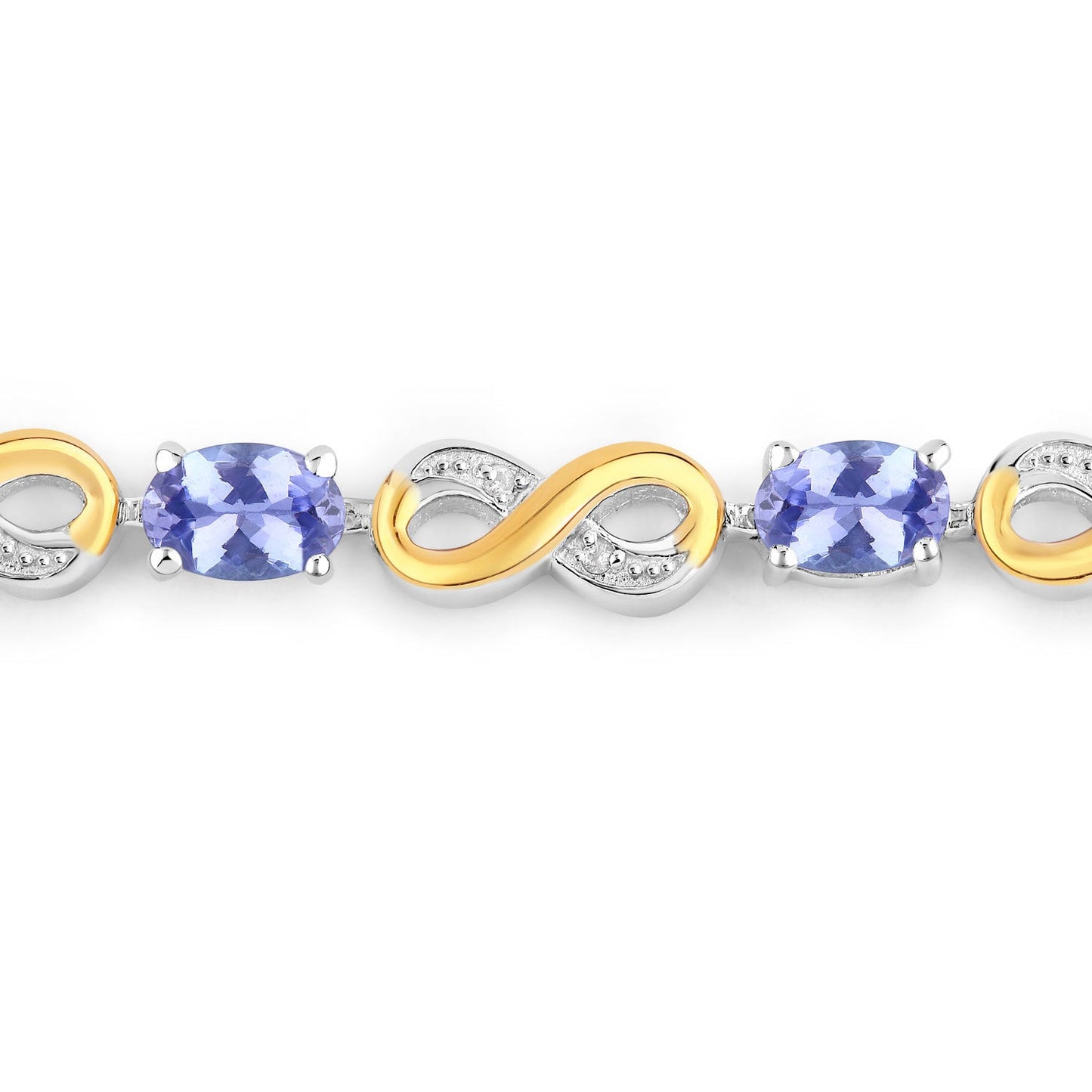 1.79 Carat Genuine Tanzanite & White Topaz Sterling Silver Bracelet