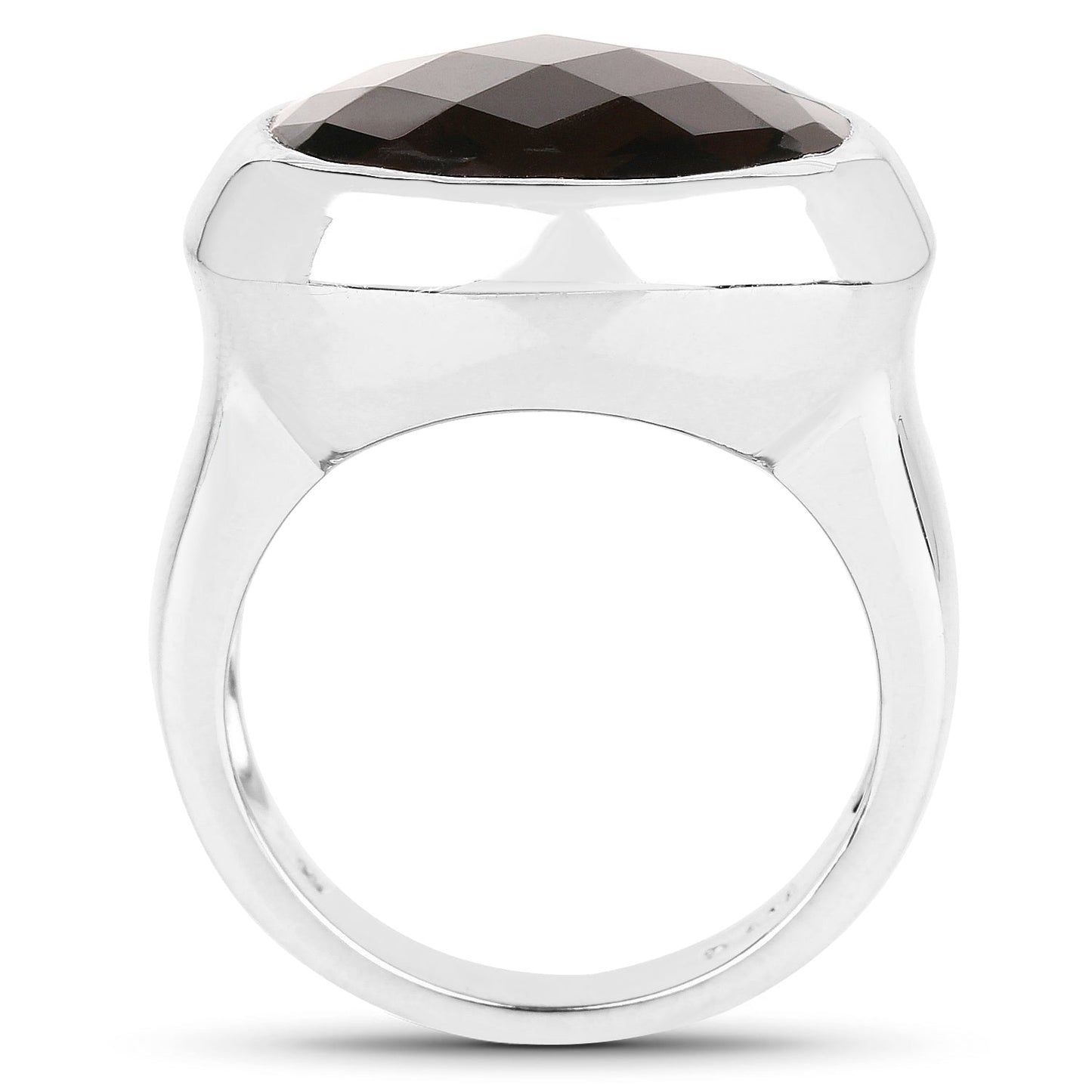 Bague en argent sterling avec quartz fumé de 7,90 carats