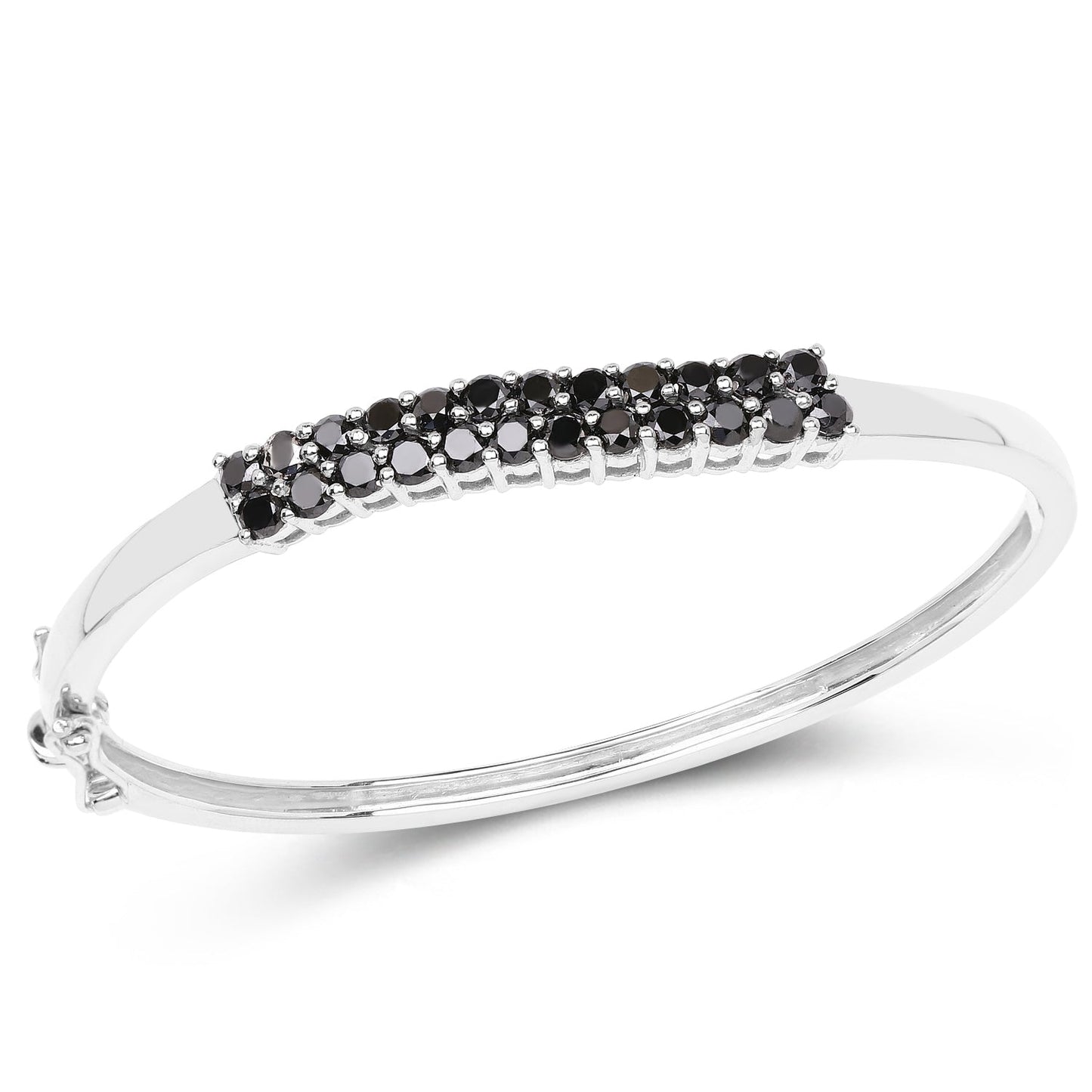 3.53 Carat Genuine Black Diamond Sterling Silver Bangle